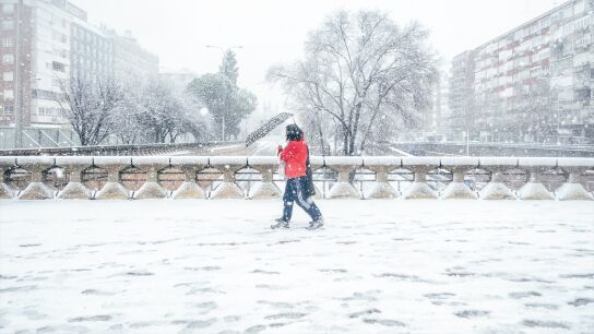 Imagen de archivo del centro de Madrid durante el temporal de enero de 2026.