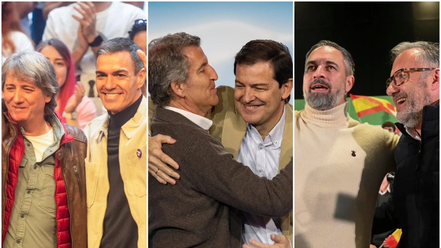 Sánchez, Feijóo y Abascal, con los candidatos de sus partidos en Castilla y León Sánchez, Feijóo y Abascal, con los candidatos de sus partidos en Castilla y León
