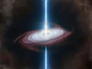 Concepción artística de un magnetar rodeado por un disco de acreción que muestra la precesión de Lense-Thirring Concepción artística de un magnetar rodeado por un disco de acreción que muestra la precesión de Lense-Thirring