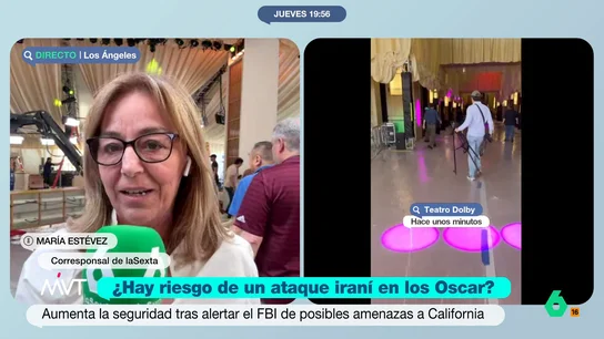 María Estévez explica cómo el FBI está blindando Los Ángeles ante un posible ataque iraní Desde Los Ángeles, María Estévez detalla las medidas de seguridad que está tomando el FBI y la Policía para proteger la ceremonia de los Premios Oscar, entre ellas el cierre del tráfico aéreo para evitar posibles ataques iraníes con drones.