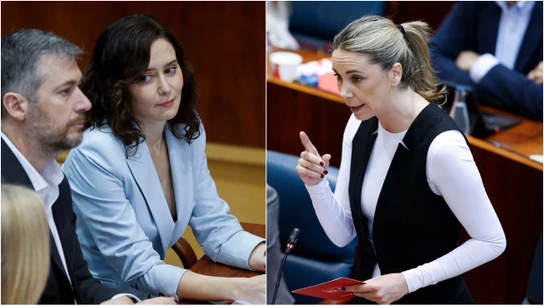 La presidenta de la Comunidad de Madrid, Isabel Díaz Ayuso, y la portavoz socialista en la Asamblea de Madrid, Mar Espinar La presidenta de la Comunidad de Madrid, Isabel Díaz Ayuso, y la portavoz socialista en la Asamblea de Madrid, Mar Espinar
