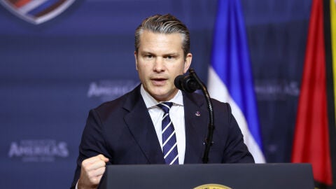 El secretario de Defensa de Estados Unidos, Pete Hegseth, durante una comparecencia