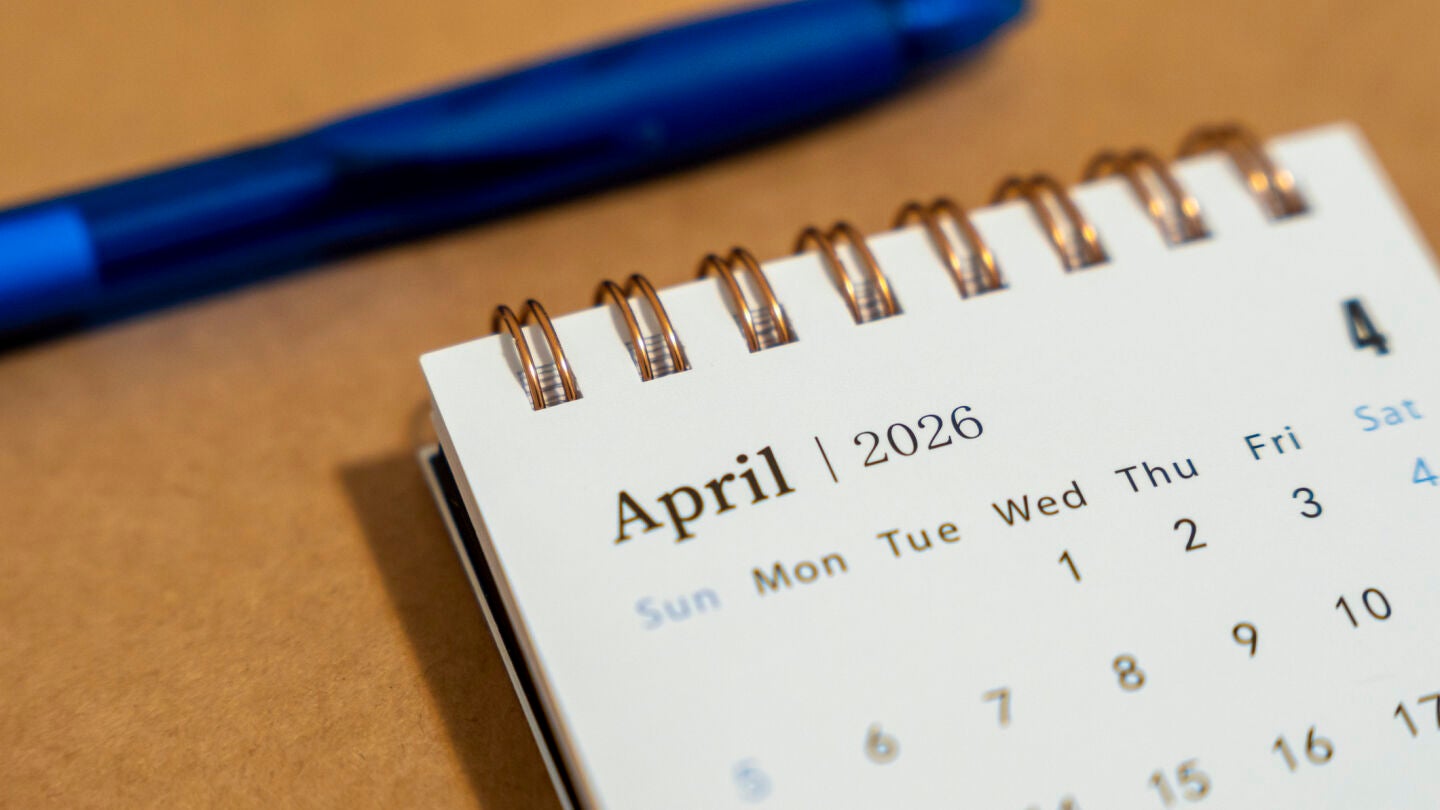 Calendario de abril de 2026