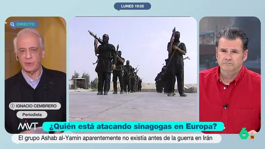 Ignacio Cembrero, sobre el nuevo grupo terrorista islámico que amenaza a Europa: "Da la impresión de que son aficionados" Ignacio Cembrero analiza la aparición de un nuevo grupo terrorista surgido tras la guerra en Irán que ya ha perpetrado varios ataques a sinagogas en Europa. En este vídeo asegura que España, "ni mucho menos", estaría "en cabeza de sus objetivos".