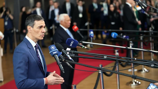 El presidente del Gobierno, Pedro Sánchez, este jueves en el Consejo Europeo El presidente del Gobierno, Pedro Sánchez, este jueves en el Consejo Europeo