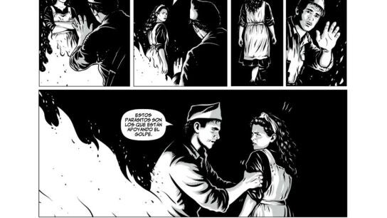 Una de las p&aacute;ginas de la novela gr&aacute;fica 'Espa&ntilde;a partida en dos'