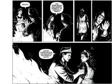 Una de las p&aacute;ginas de la novela gr&aacute;fica 'Espa&ntilde;a partida en dos'