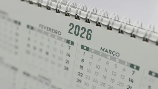 Un calendario de 2026, en portugués Un calendario de 2026, en portugués