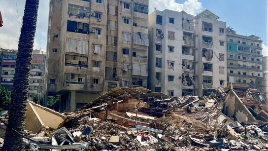 Ataques israel&iacute;es en los suburbios del sur de Beirut, L&iacute;bano, a 24 de marzo de 2026.