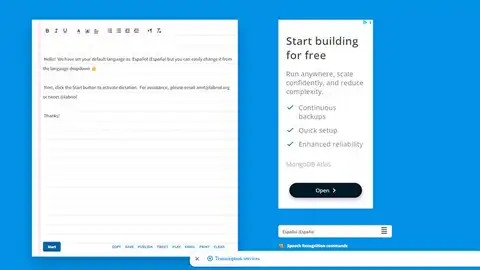 Así es la interfaz de Dictation.io Así es la interfaz de Dictation.io