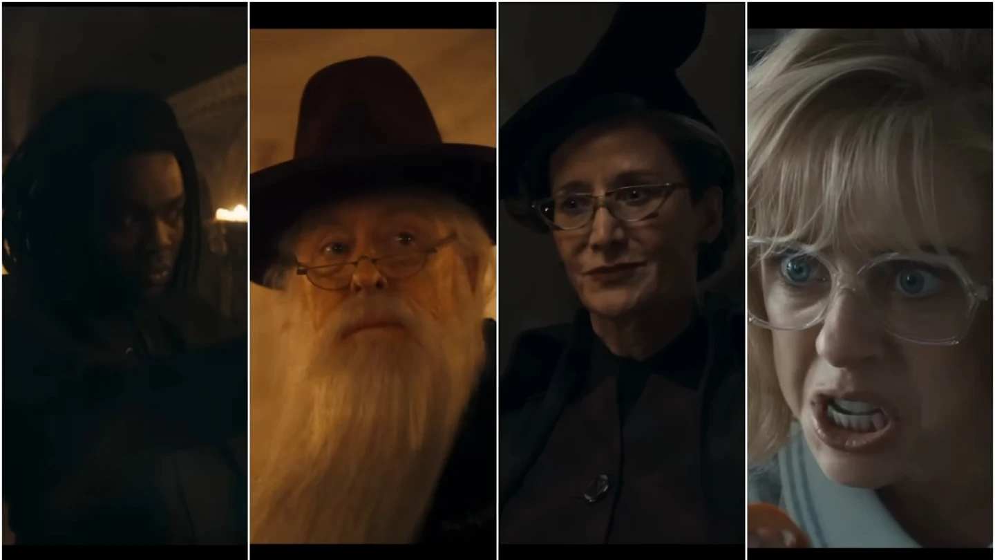 Paapa Essiedu como Severus Snape, John Lithgow como Dumbledore, Janet McTeer como Minerva McGonagall y Bel Powley como Petunia Dursley Paapa Essiedu como Severus Snape, John Lithgow como Dumbledore, Janet McTeer como Minerva McGonagall y Bel Powley como Petunia Dursley
