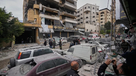 Un barrio destrozado por los bombardeos israelíes en Dahiyeh, al sur de Líbano Un barrio destrozado por los bombardeos israelíes en Dahiyeh, al sur de Líbano