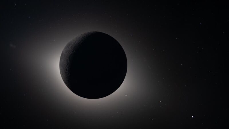 La Luna, eclipsando por completo al Sol, desde la perspectiva de la misión Artemis II. El eclipse total duró unos 54 minutos. La Luna, eclipsando por completo al Sol, desde la perspectiva de la misión Artemis II. El eclipse total duró unos 54 minutos.