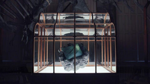 Bolso de lujo hecho con proteína reconstruida de T-Rex