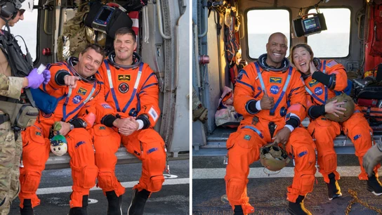 Los astronautas de la misión Artemis II, a su llegada a la Tierra. Los astronautas de la misión Artemis II, a su llegada a la Tierra.