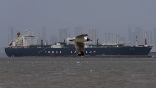 Un buque, en el estrecho de Ormuz Un buque, en el estrecho de Ormuz