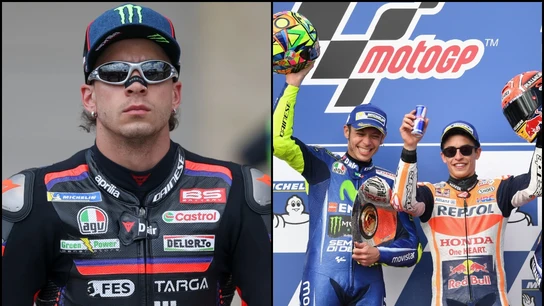 Marco Bezzecchi, Valentino Rossi y Marc Márquez Marco Bezzecchi, Valentino Rossi y Marc Márquez
