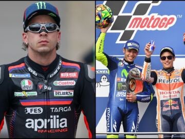 Marco Bezzecchi, Valentino Rossi y Marc M&aacute;rquez