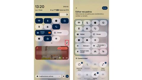 Añadiendo acceso directo en panel rápido