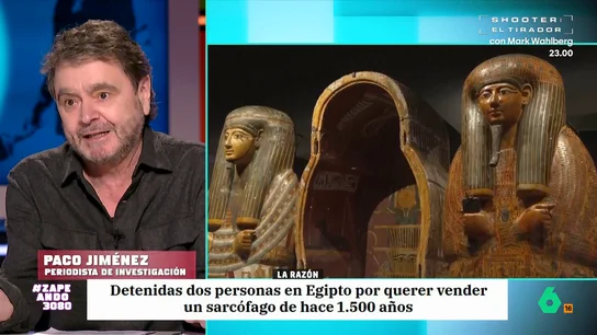 Paco Jiménez analiza el intento de venta de un sarcófago egipcio de 1.500 años: de la excavación ilegal al "currículum verosímil" Paco Jiménez habla en este vídeo sobre la detención de dos personas en Egipto por intentar vender un sarcófago de 1.500 años que habían obtenido en una excavación ilegal. Un delito que, explica, no es excepcional.