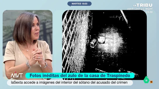Bea de Vicente, sobre el zulo de la casa de Traspinedo: "Esther López podría haber estado muerta ahí todos esos días" Las fotos inéditas a la que ha tenido acceso laSexta muestran el interior del zulo de la que fue casa de Óscar, principal sospechoso del crimen de Esther López. Bea de Vicente señala que, por lo que dice la autopsia, el cuerpo de Esther podría haber estado ahí.