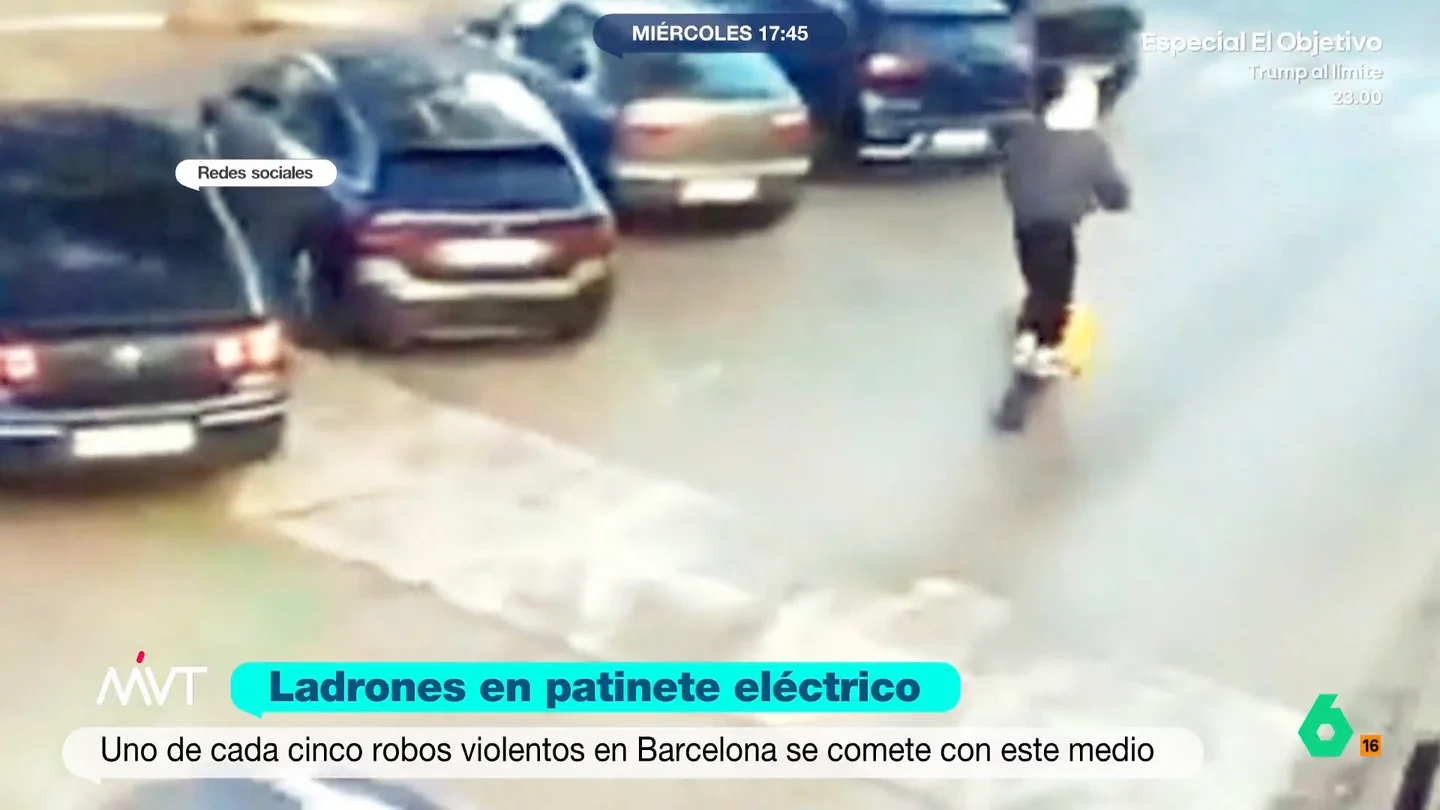 Los ladrones ya roban en patinete: así es uno de cada cinco robos violentos en Barcelona Los cacos recurren a estos vehículos para llevar a cabo sus robos y facilitar la huida. Su reducido tamaño les permite escapar por calles estrechas a las cuales no pueden acceder los coches policiales.