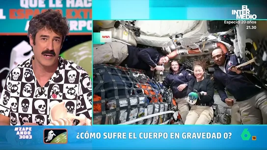 ¿Qué efectos tiene en el cuerpo la gravedad cero? El fisioterapeuta Víctor Hernán lo explica en Zapeando El fisioterapeuta explica que estar en gravedad cero tiene consecuencias para los astronautas. Descubre qué le sucede al cuerpo en el vídeo principal.