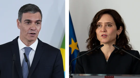 Pedro Sánchez, a la izquierda; Isabel Díaz Ayuso, a la derecha Pedro Sánchez, a la izquierda; Isabel Díaz Ayuso, a la derecha