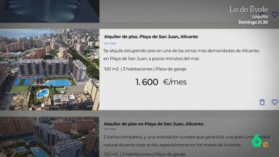 Equipo de Investigaci&oacute;n detecta varios anuncios en inmobiliarias que ofrecen pisos del 'Residencial Les Naus', viviendas protegidas en Alicante que costaron 220.000 euros y que se alquilan por 1.500 al mes o se venden por 400.000.