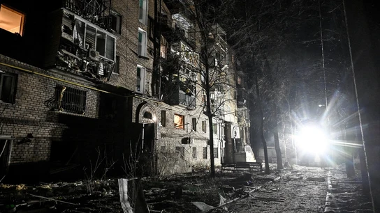 Imagen de archivo de las consecuencias de un ataque ruso en Zaporiyia Imagen de archivo de las consecuencias de un ataque ruso en Zaporiyia