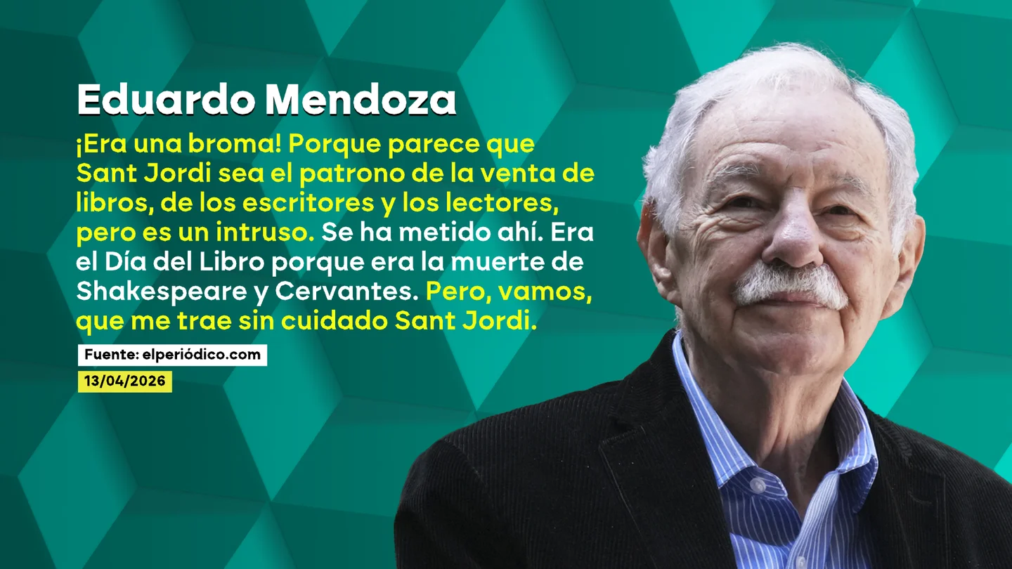 La petición de desvincular Sant Jordi del Día del Libro de Eduardo Mendoza incendia al nacionalismo catalán La petición de desvincular Sant Jordi del Día del Libro de Eduardo Mendoza incendia al nacionalismo catalán