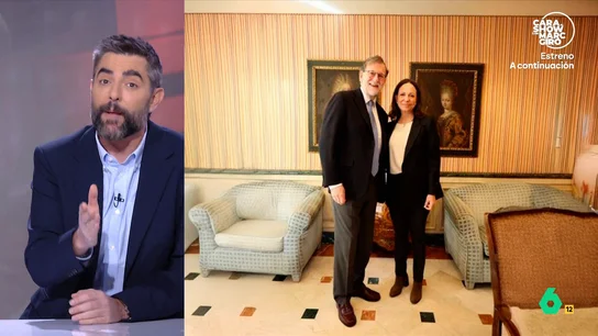 Dani Mateo reacciona a la foto de María Corina Machado con Rajoy Dani Mateo reacciona en este vídeo a la foto de María Corina Machado con Rajoy en pleno juicio a la 'kitchen': "No tenía un error de cálculo así desde que se compró un traje presidencial cuando se enteró de que Trump había secuestrado a Maduro".