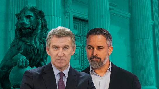 Alberto Núñez Feijóo y Santiago Abascal. Alberto Núñez Feijóo y Santiago Abascal.