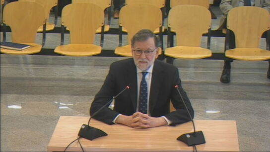 Mariano Rajoy, durante su comparecencia en la Audiencia Nacional en el juicio del caso Kitchen