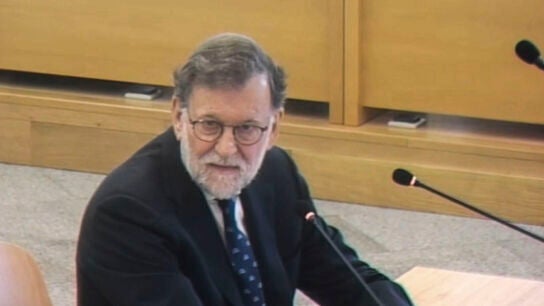 Captura del video de la se&ntilde;al de la Audiencia Nacional, de un momento de la declaraci&oacute;n como testigo del expresidente del Gobierno Mariano Rajoy