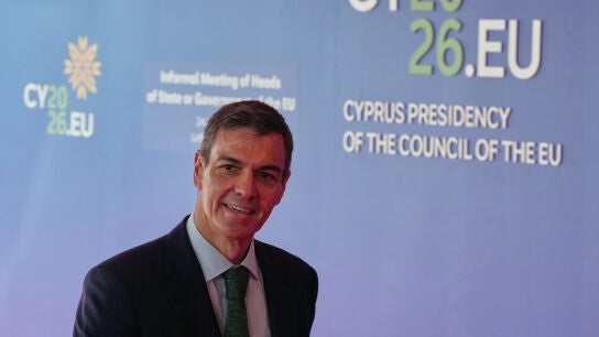 El presidente del Gobierno, Pedro S&aacute;nchez, a su llegada a la cumbre de l&iacute;deres europeos en Chipre