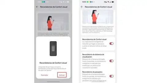Recordatorios de confort visual Recordatorios de confort visual