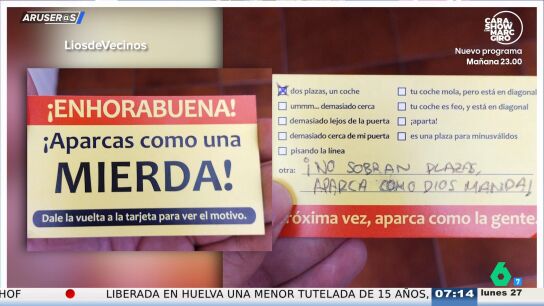 "Enhorabuena, aparcas como una mierda": la nueva tarjeta viral que arrasa en los parkings