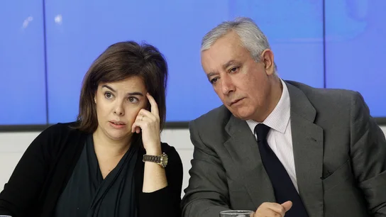 Imagen de archivo de los exdirigentes del PP Soraya Sáenz de Santamaría y Javier Arenas Imagen de archivo de los exdirigentes del PP Soraya Sáenz de Santamaría y Javier Arenas