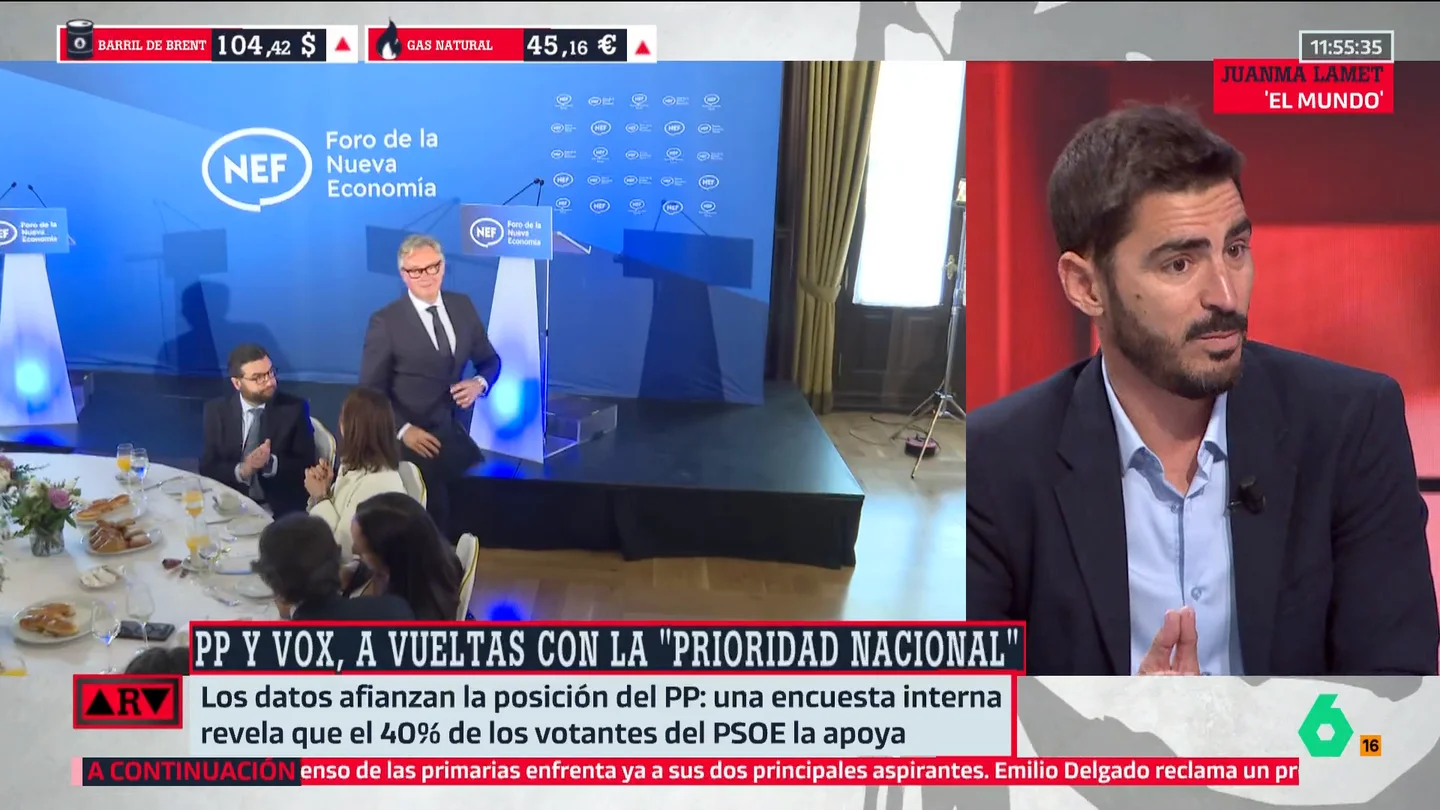 Juanma Lamet, sobre la prioridad nacional: "El PP se ha tragado un sapo en el que Vox maneja las palabras" Juanma Lamet, sobre la prioridad nacional: "El PP se ha tragado un sapo en el que Vox maneja las palabras"