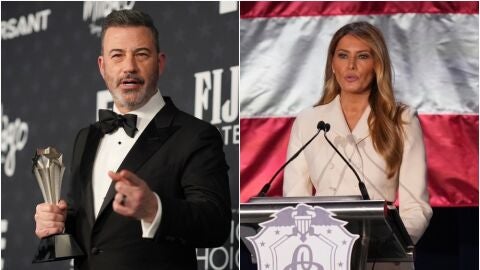 El c&oacute;mico Jimmy Kimmel y Melania Trump