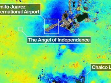 Imagen tomada por el sat&eacute;lite NISAR sobre el hundimiento de Ciudad de M&eacute;xico