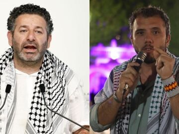 El espa&ntilde;ol de origen palestino Saif Abukeshek y el brasile&ntilde;o Thiago &Aacute;vila, integrantes interceptados de la Sumud Global Flotilla.