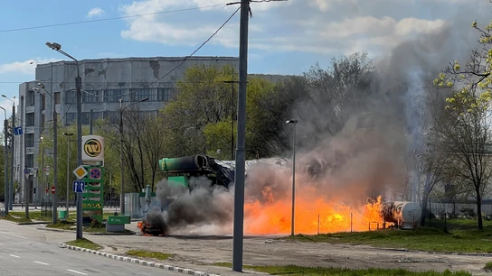 Ataque de un dron ruso en el marco de la ofensiva rusa contra Ucrania, en Járkiv. Ataque de un dron ruso en el marco de la ofensiva rusa contra Ucrania, en Járkiv.