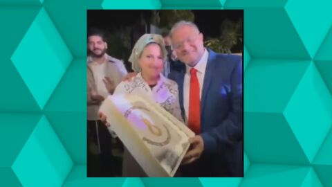 Celebrando la pena de muerte: el ministro de Seguridad de Israel festeja su cumplea&ntilde;os con una tarta decorada con el lazo de una horca.