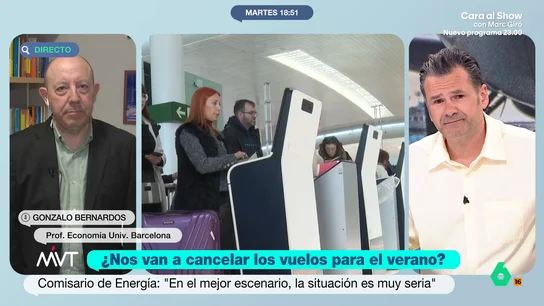 Gonzalo Bernardos lanza un mensaje tranquilizador sobre las reservas de queroseno: "Estamos en mejor situación que el resto de la UE" El ministro de Economía, Carlos Cuerpo, ha manifestado su preocupación ante las posibles tensiones por el suministro de queroseno en Europa. Esto ha provocado que muchos vean peligrar sus vacaciones al tener que coger un avión. Pero ¿existe un riesgo real?