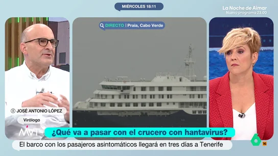 ¿Por qué hacer la cuarentena en un hospital y no en el crucero? El virólogo José Antonio López explica el protocolo El virólogo José Antonio López detalla cómo será el protocolo diseñado para el brote de hantavirus, desde el traslado de los pasajeros del crucero a sus respectivos países de origen a las pruebas que se les hará a los españoles en el Gómez Ulla.