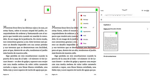 Marcadores a color en Kindle Colorsoft Marcadores a color en Kindle Colorsoft