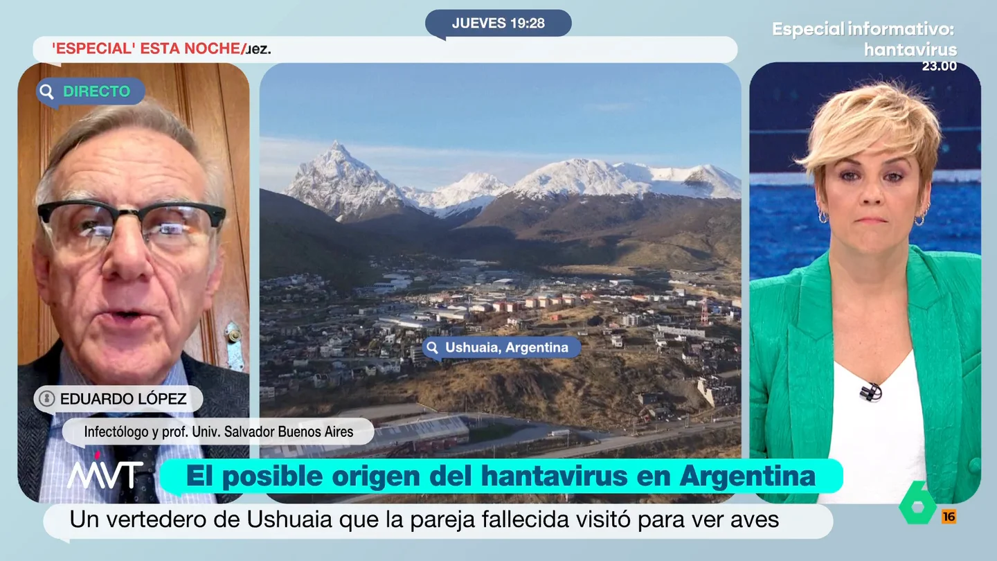 El infectólogo Eduardo López señala que un barco "es un buen lugar para transmitir hantavirus" por compartir espacios cerrados El científico indica que, en Argentina, el hantavirus solo se transmite a través de unos roedores silvestres llamados ratones de cola larga que son asintomáticos, pero tienen el virus en su sangre y lo eliminan a través de las heces o la orina.