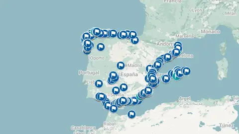 El mapa con las playas con bandera azul de España 2026 El mapa con las playas con bandera azul de España 2026